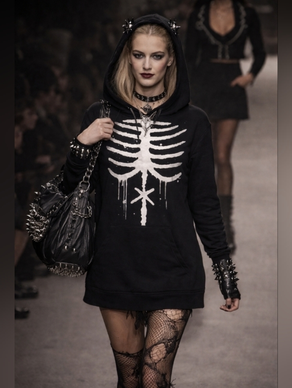 Limited Blackmilk Skeleton Hoodie, Black & White, XS